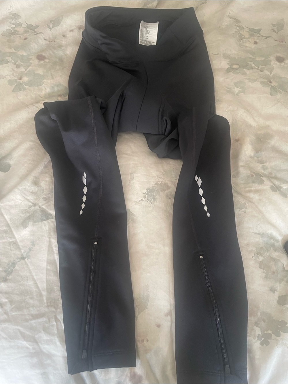 Black womens road bike Leggings with Reflective Detail